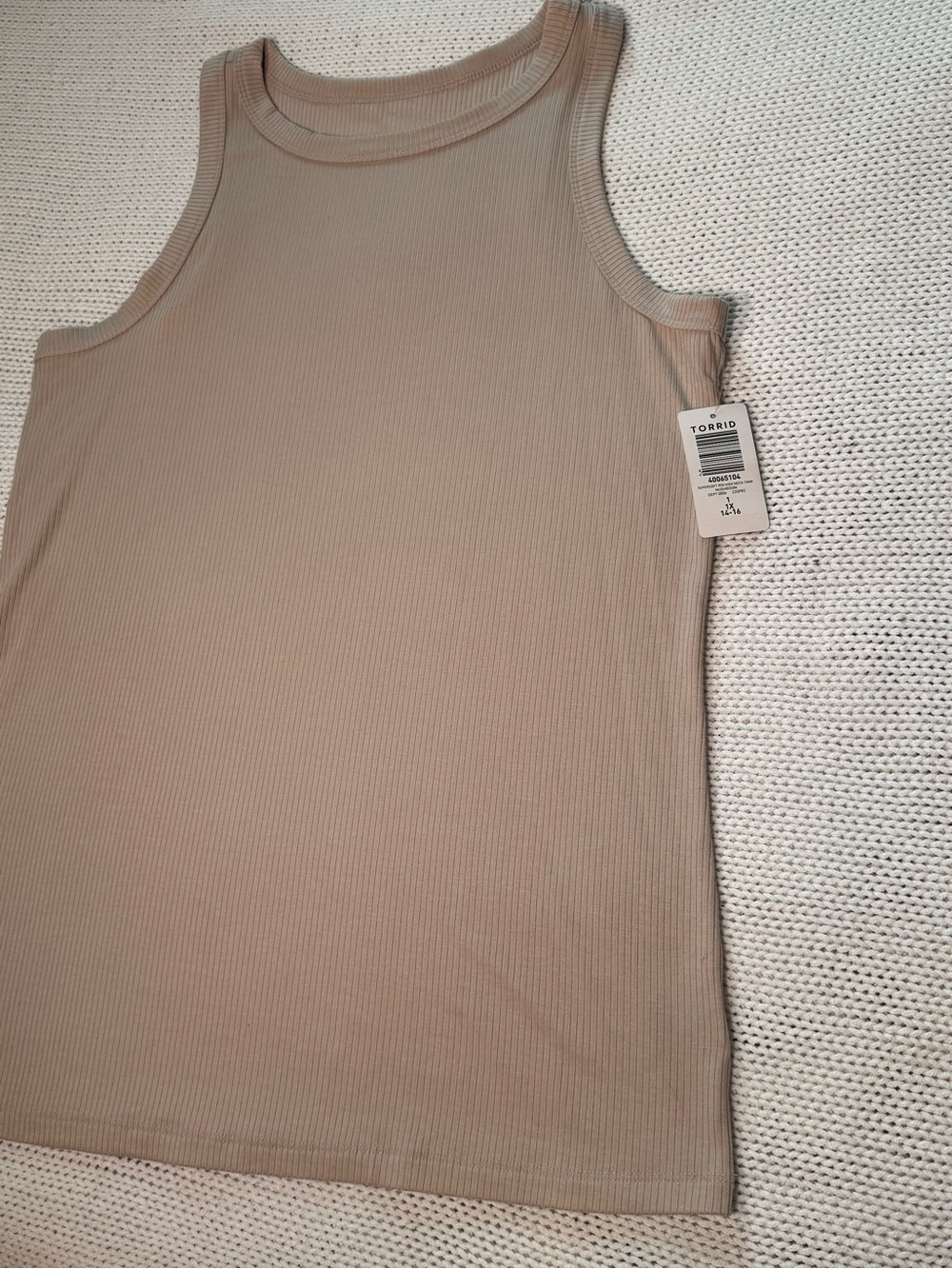 torrid Ribbed Tank Top - Taupe Beige - Picture 4 of 7